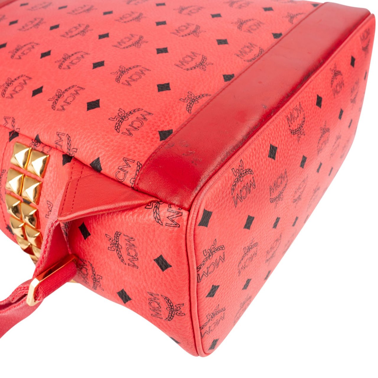 MCM Monogram Visetos Stark Side Studs Backpack Rood