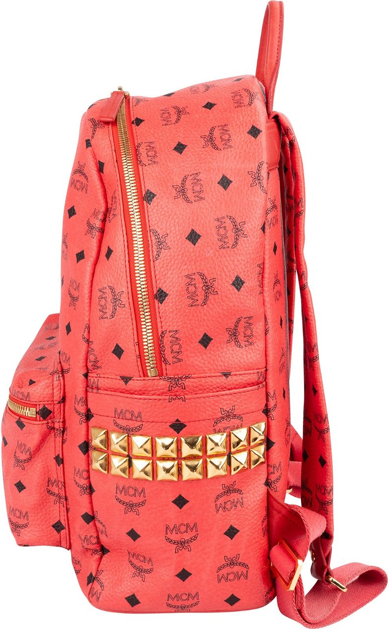MCM Monogram Visetos Stark Side Studs Backpack Rood