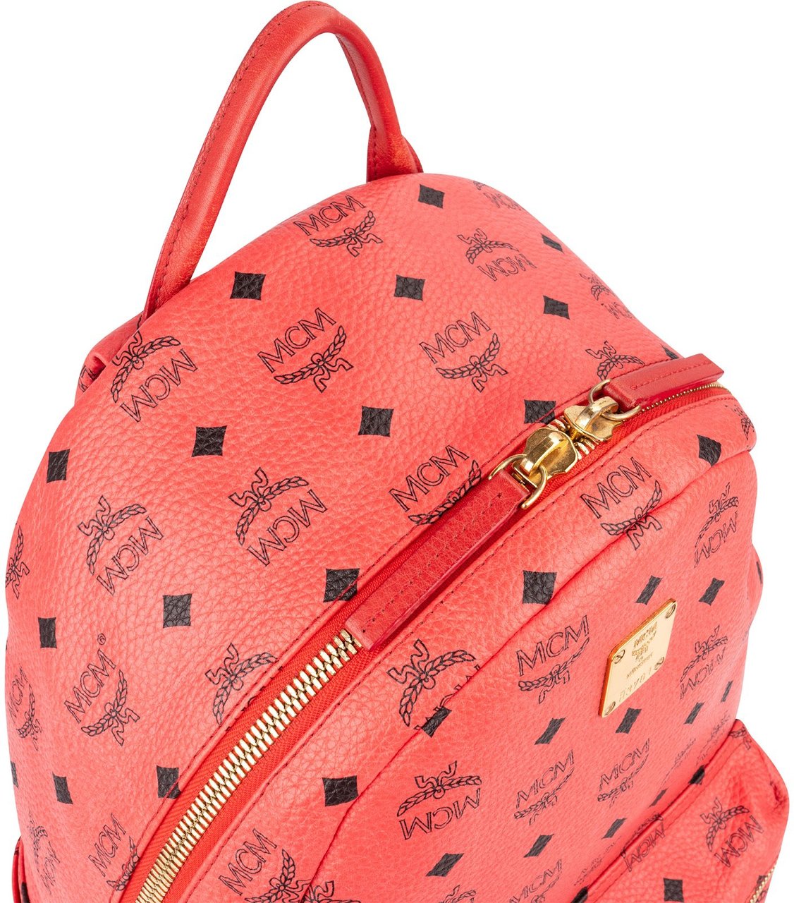 MCM Monogram Visetos Stark Side Studs Backpack Rood