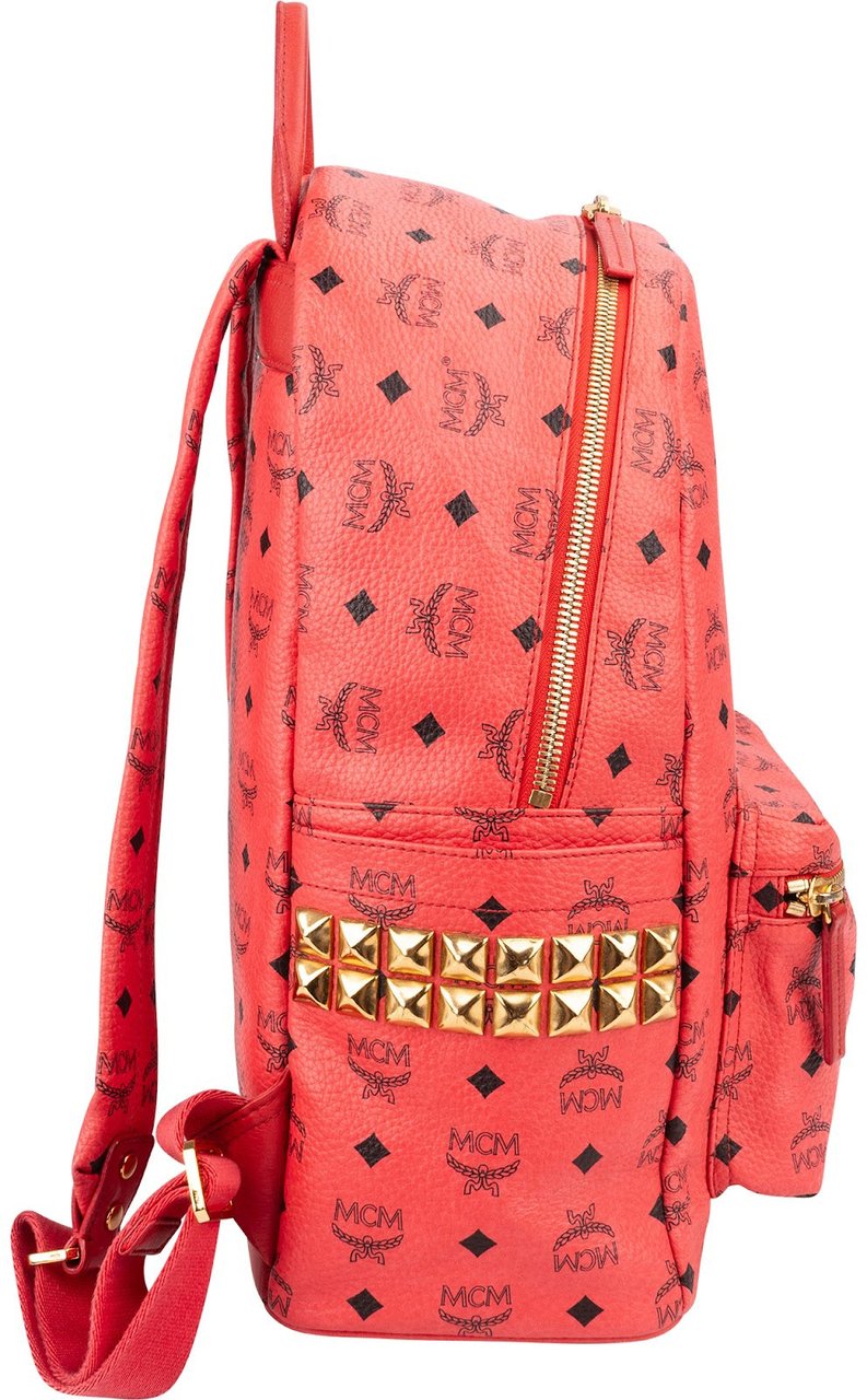 MCM Monogram Visetos Stark Side Studs Backpack Rood