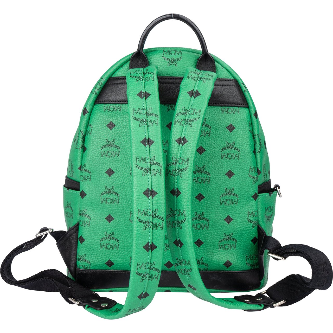 MCM MCM Green Visetos Monogram Spikes 2 in 1 Backpack Groen