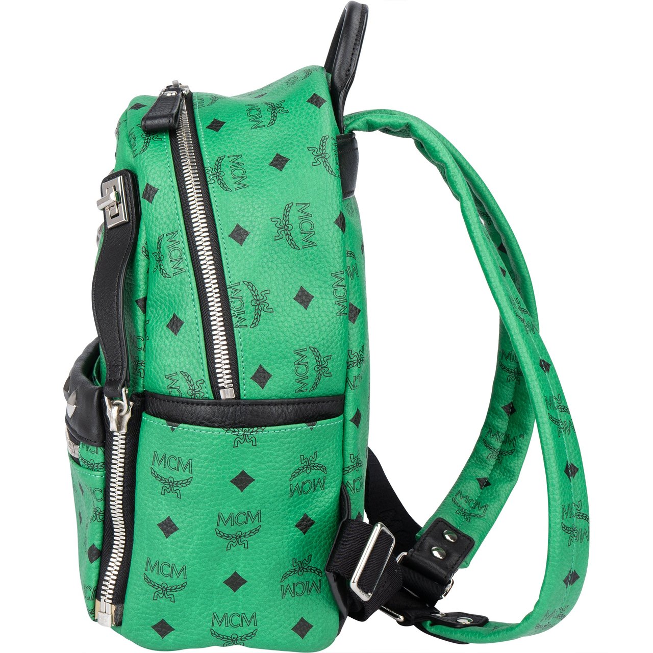 MCM MCM Green Visetos Monogram Spikes 2 in 1 Backpack Groen