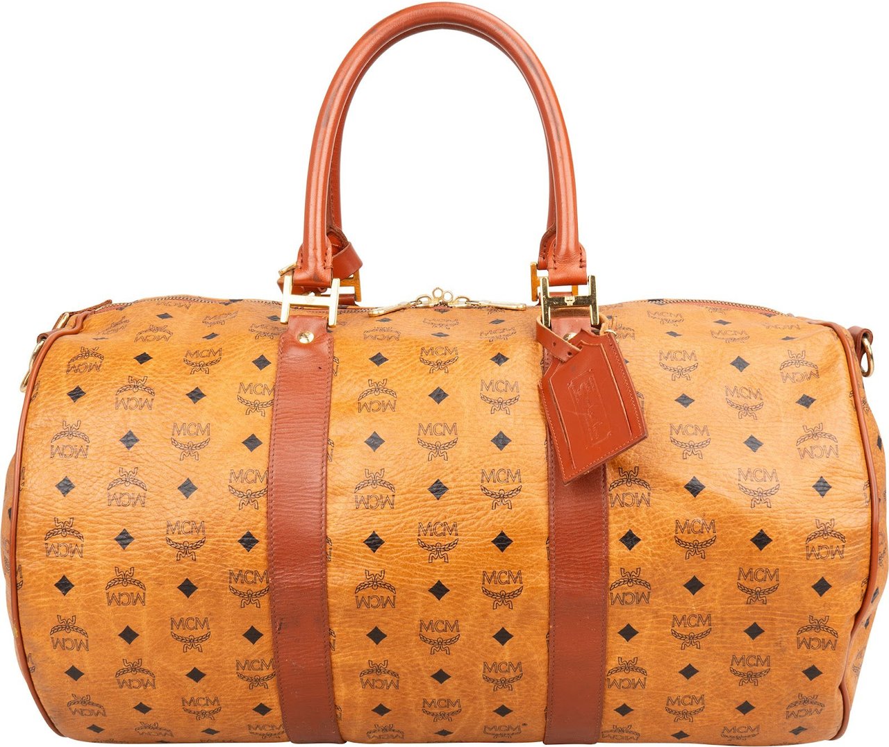 MCM Monogram Visetos Boston 50 Travel Bag Bruin
