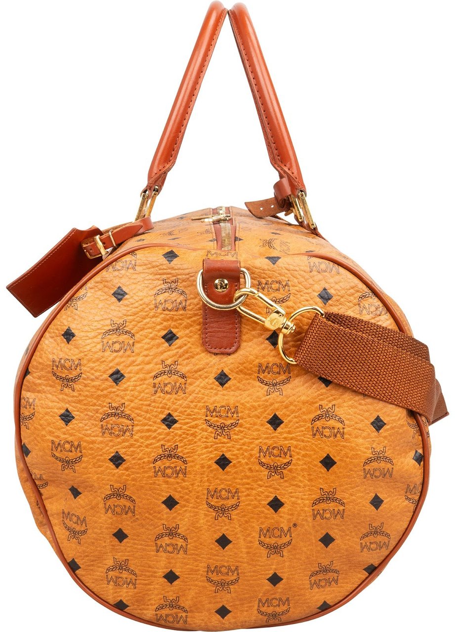 MCM Monogram Visetos Boston 50 Travel Bag Bruin