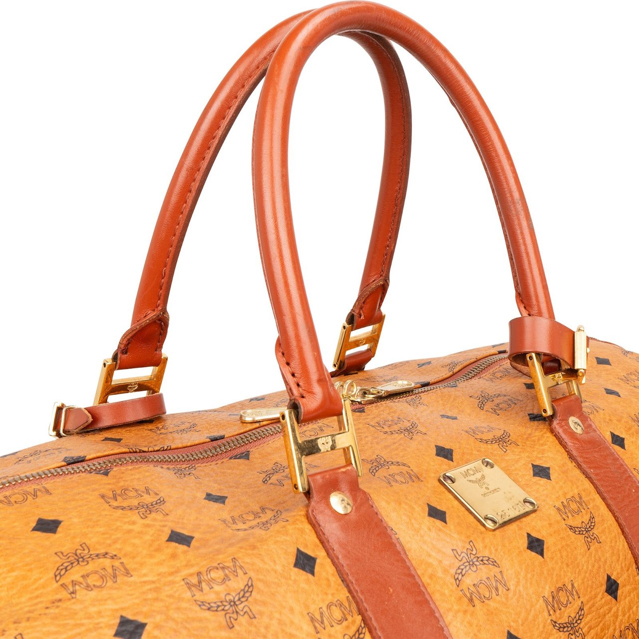 MCM Monogram Visetos Boston 50 Travel Bag Bruin