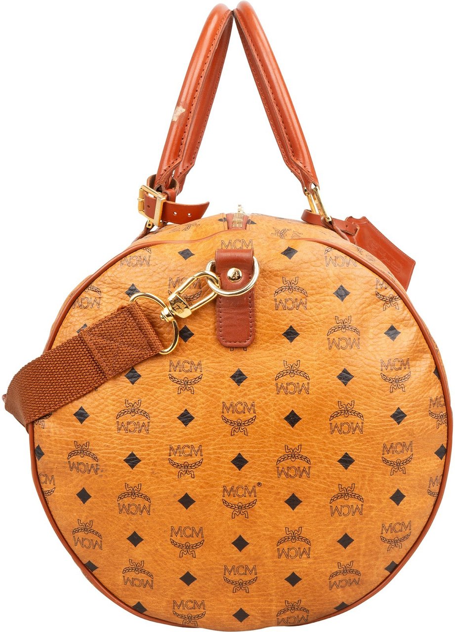 MCM Monogram Visetos Boston 50 Travel Bag Bruin
