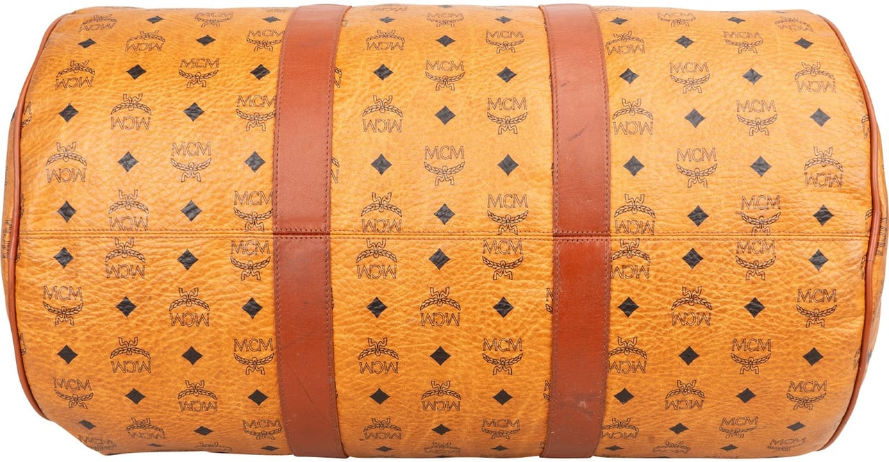 MCM Monogram Visetos Boston 50 Travel Bag Bruin