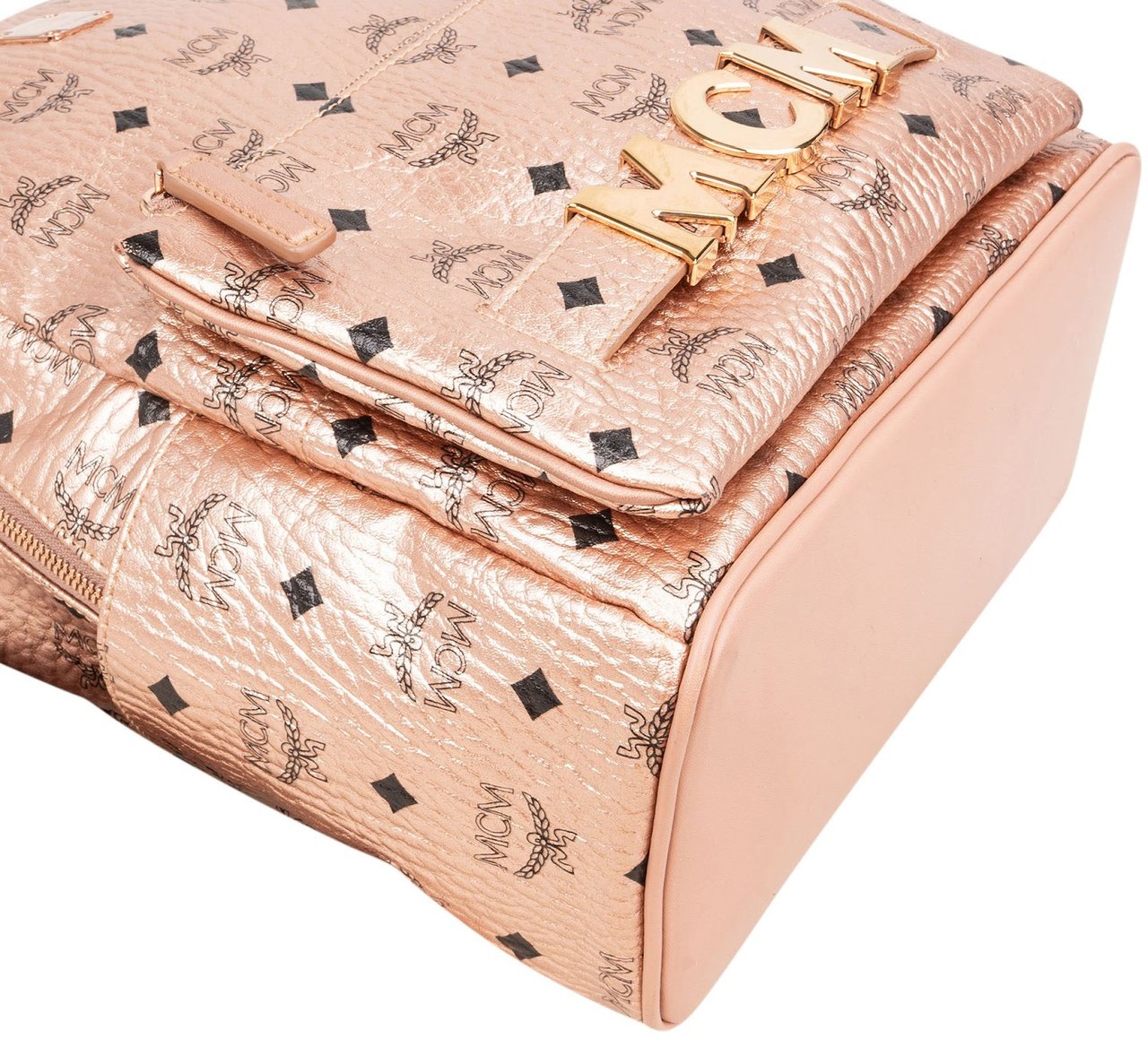 MCM Monogram Metallic Visetos Small Stark 2 in 1 Backpack Roze