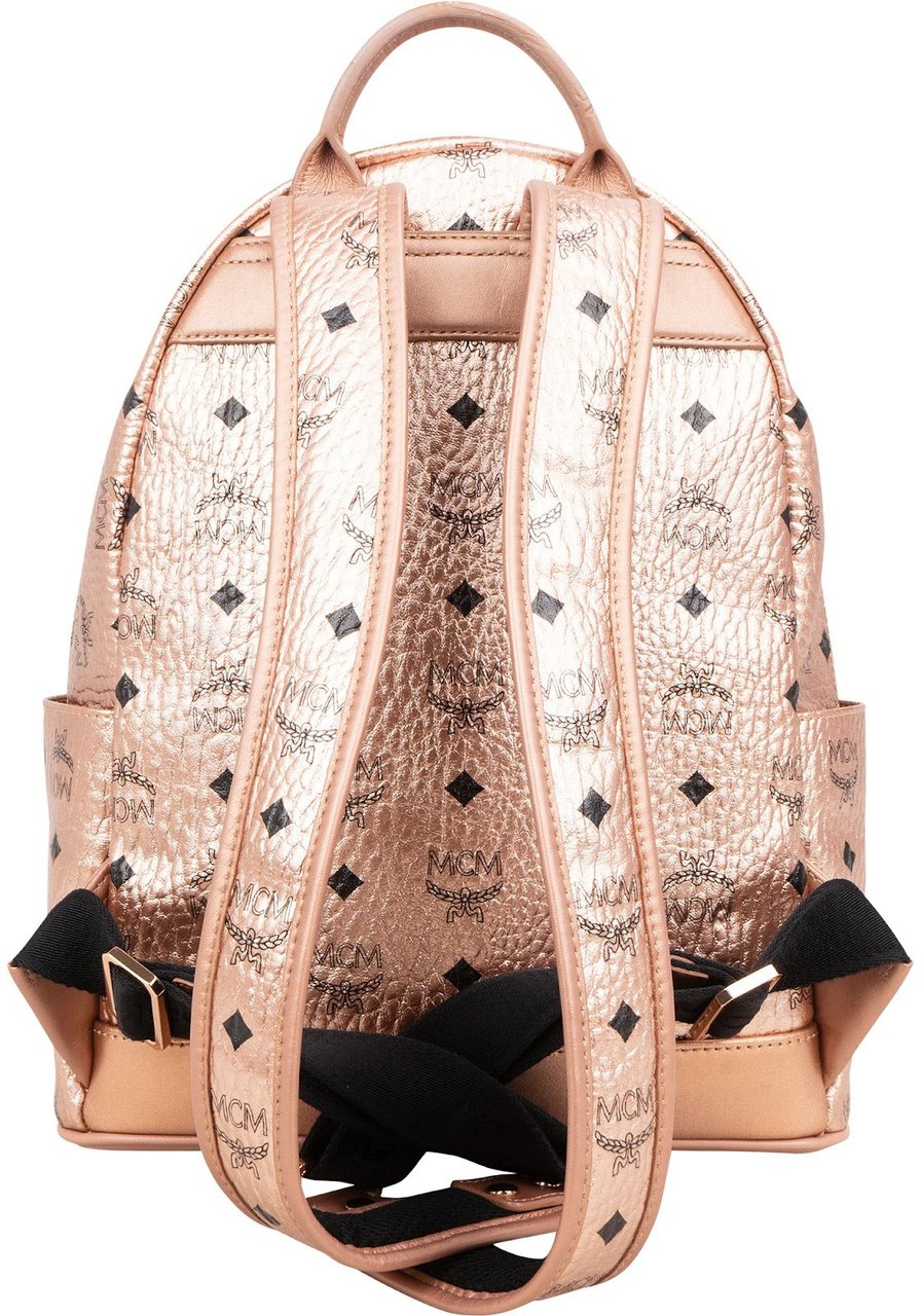 MCM Monogram Metallic Visetos Small Stark 2 in 1 Backpack Roze