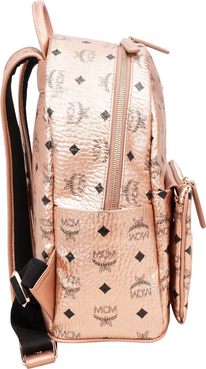 MCM Monogram Metallic Visetos Small Stark 2 in 1 Backpack Roze