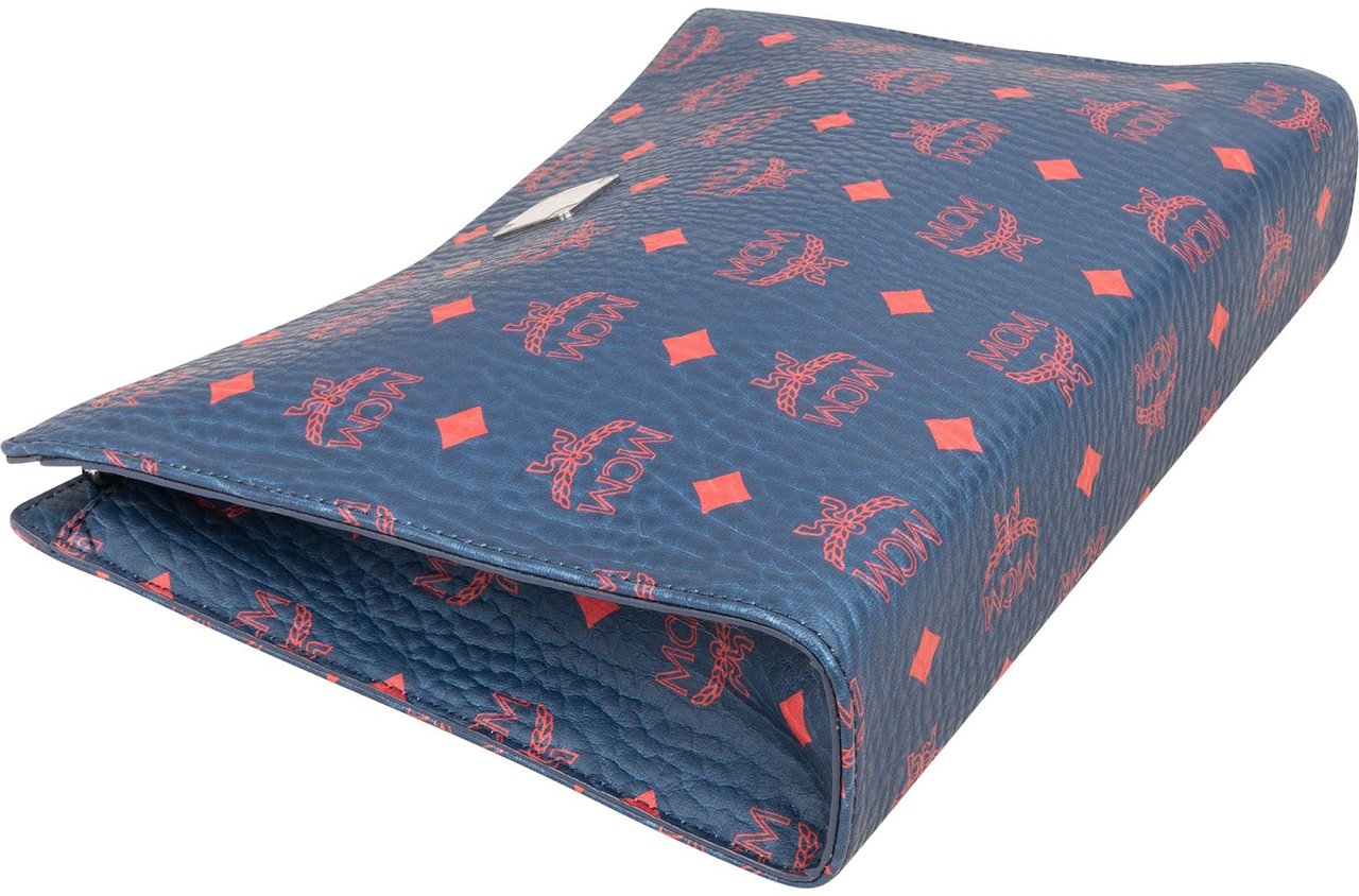 MCM Monogram Visetos Bicolor Clutch Blauw