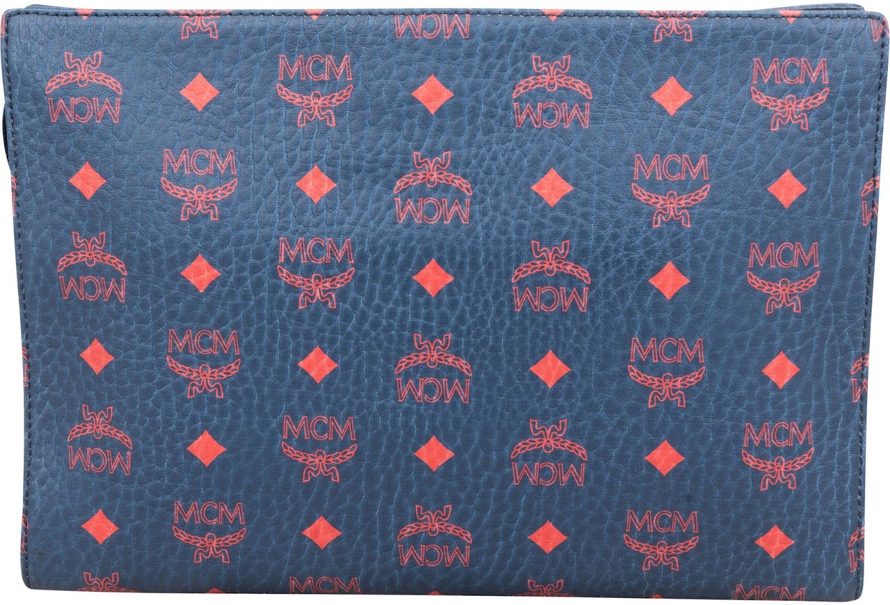 MCM Monogram Visetos Bicolor Clutch Blauw