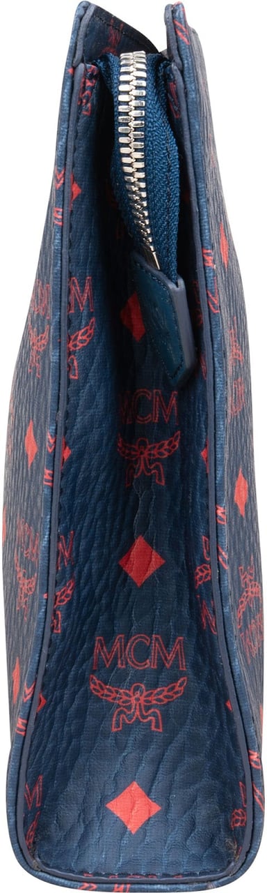 MCM Monogram Visetos Bicolor Clutch Blauw