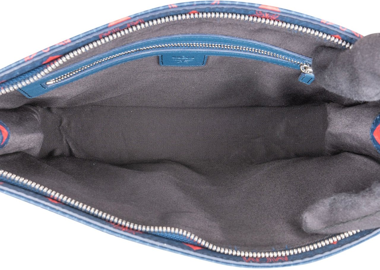 MCM Monogram Visetos Bicolor Clutch Blauw
