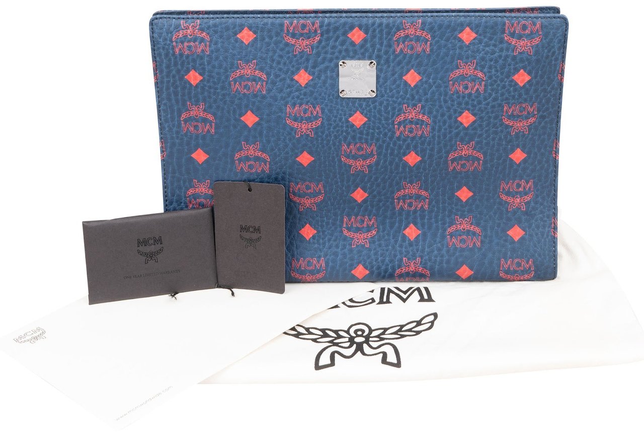 MCM Monogram Visetos Bicolor Clutch Blauw