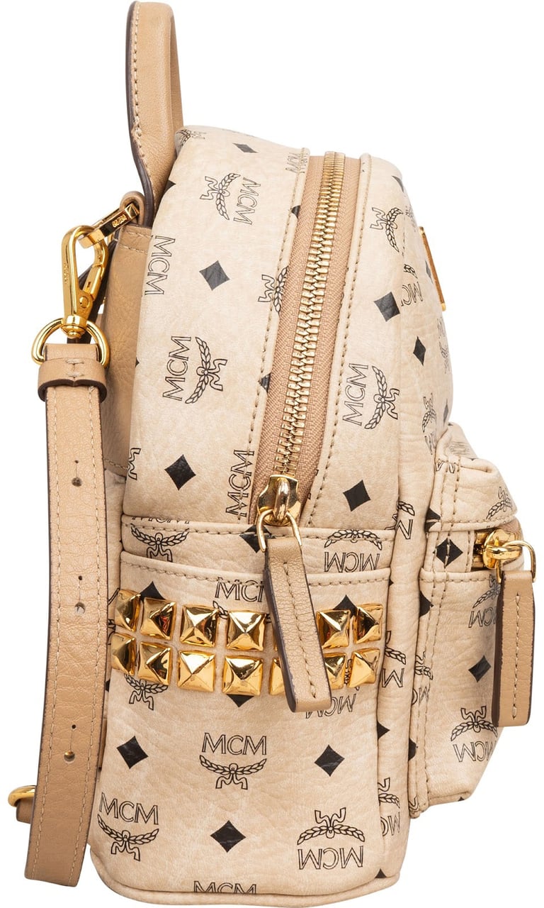 MCM Monogram Visetos Stark Mini Backpack Beige