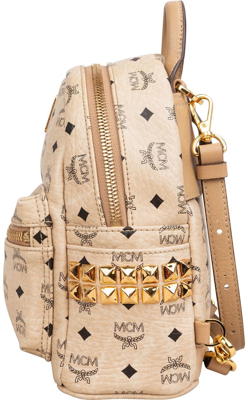 MCM Monogram Visetos Stark Mini Backpack Beige