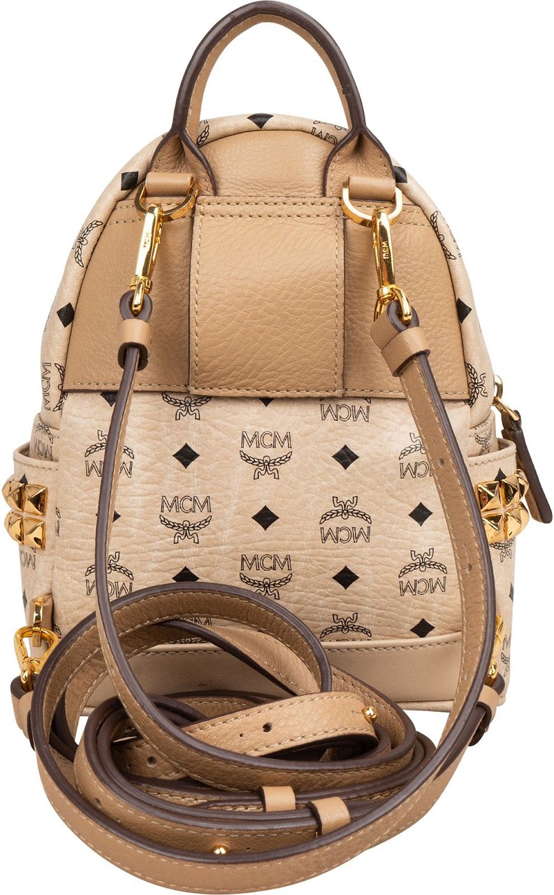 MCM Monogram Visetos Stark Mini Backpack Beige