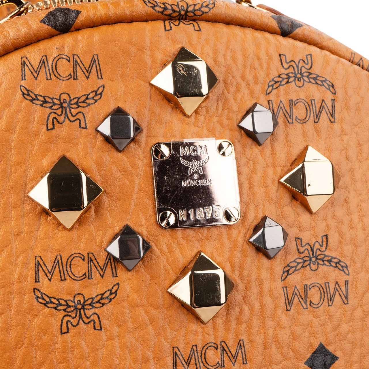 MCM Visetos Monogram Stark Side Studs 2 in 1 Backpack Bruin
