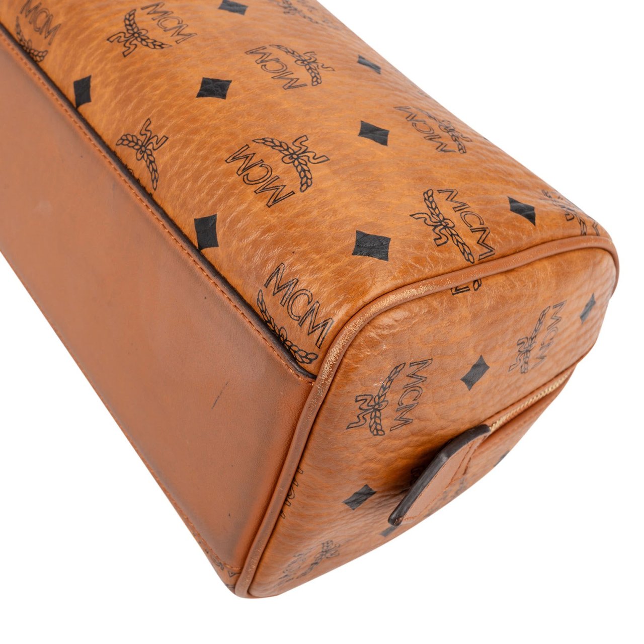 MCM Monogram Visetos Small Boston Crossbody Handbag Bruin