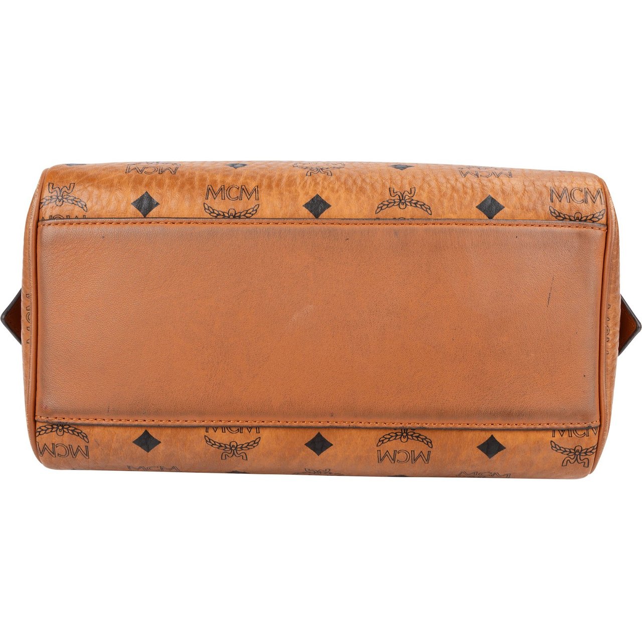 MCM Monogram Visetos Small Boston Crossbody Handbag Bruin
