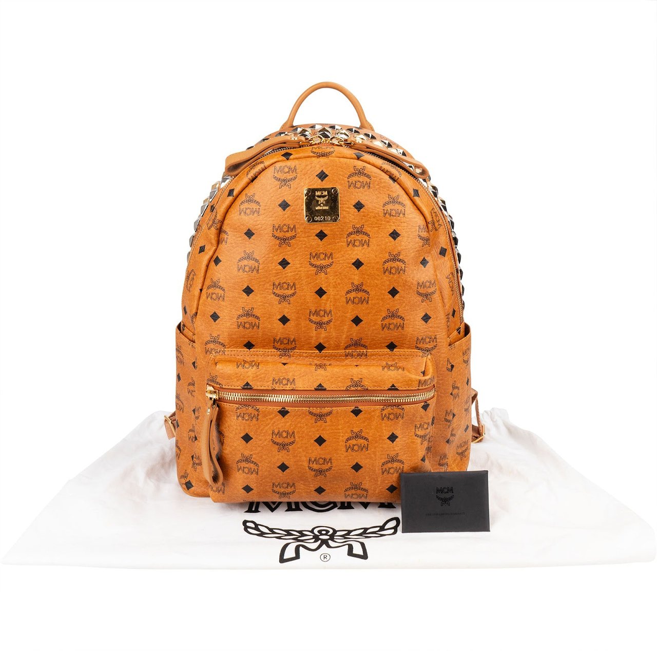 MCM Monogram Visetos Stark Studded Backpack Bruin