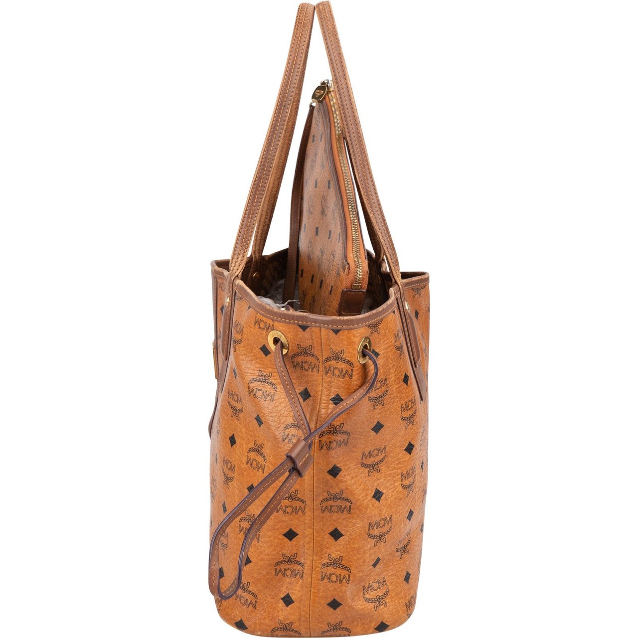 MCM Monogram Visetos Liz Reversible Shopper Shoulder Bag Bruin