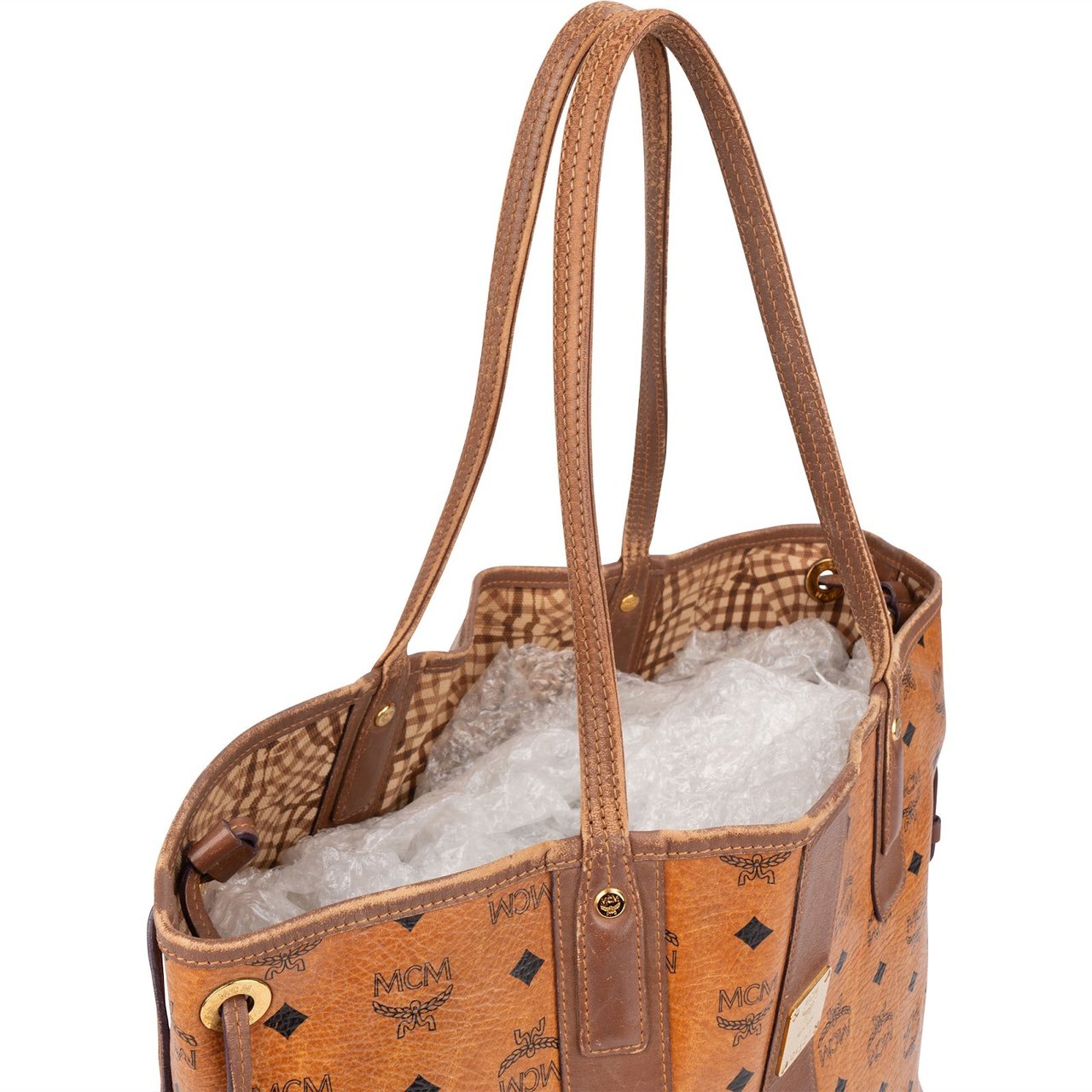 MCM Monogram Visetos Liz Reversible Shopper Shoulder Bag Bruin