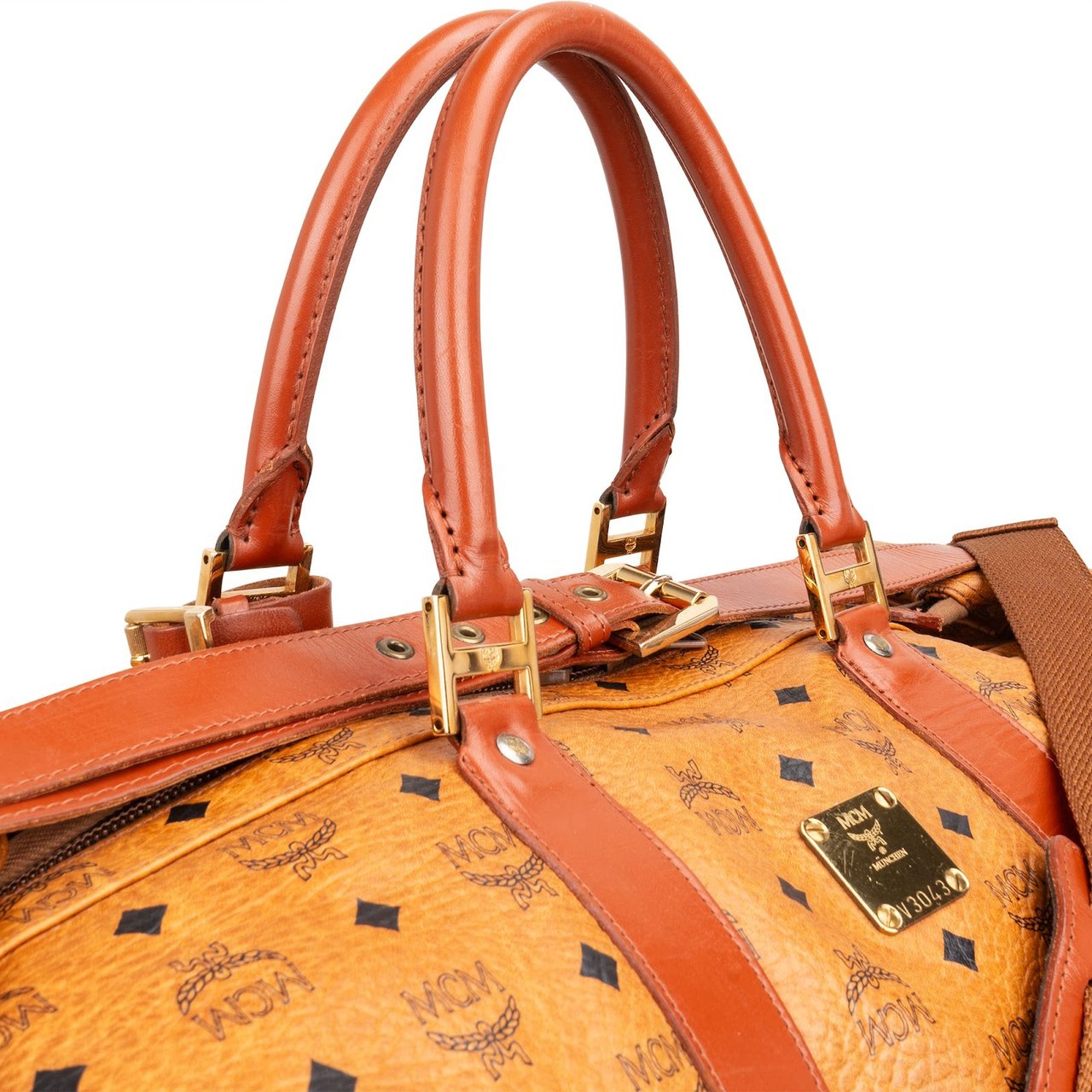 MCM Monogram Visetos Weekender Boston 55 Travel Bag Bruin