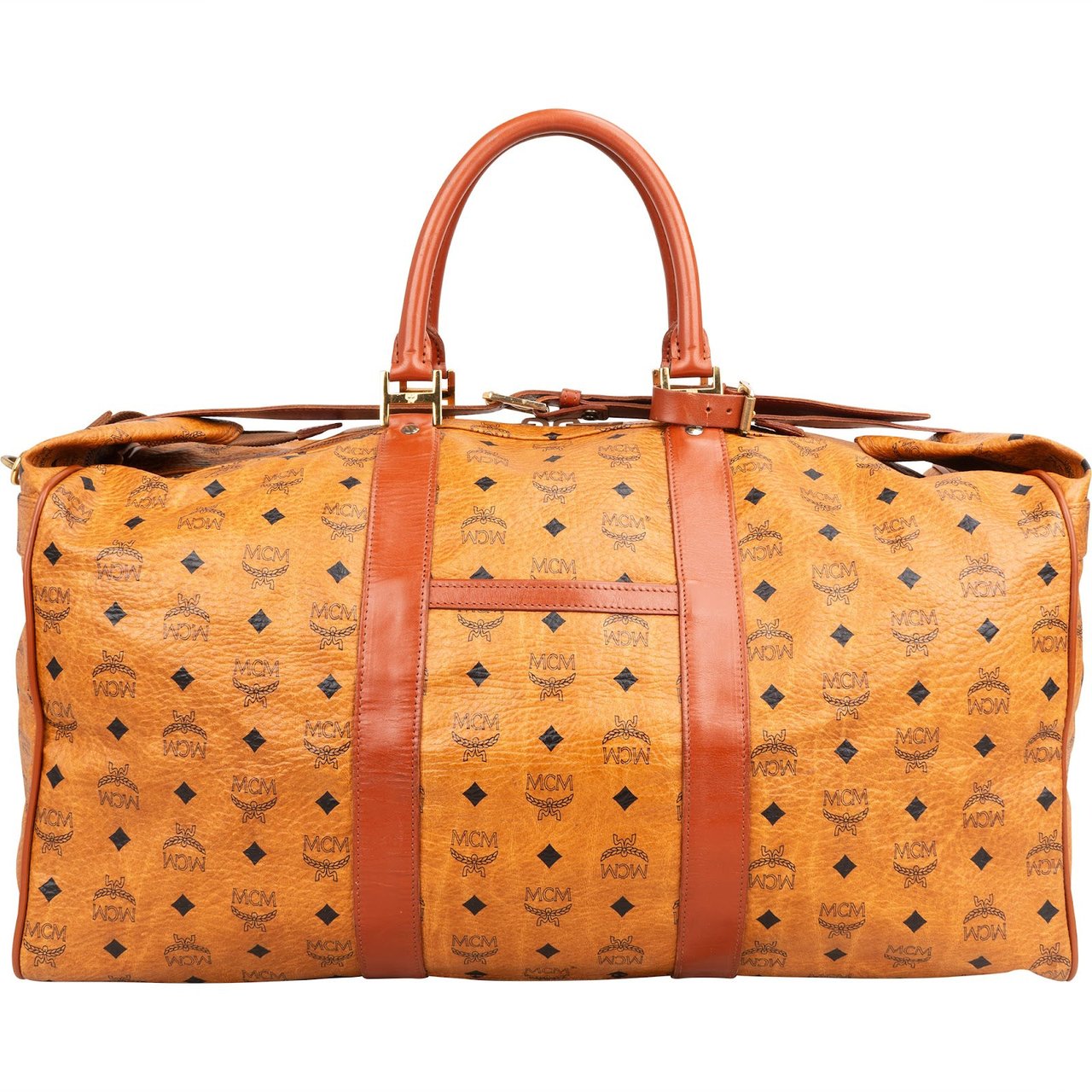 MCM Monogram Visetos Weekender Boston 55 Travel Bag Bruin