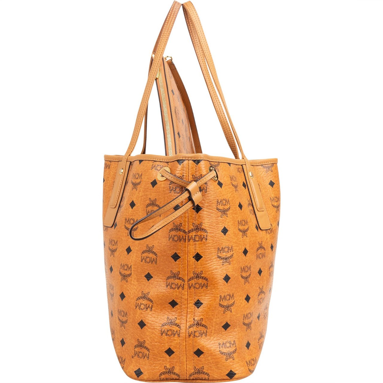 MCM Monogram Visetos Medium Liz Reversible Shopper Shoulder Bag Bruin