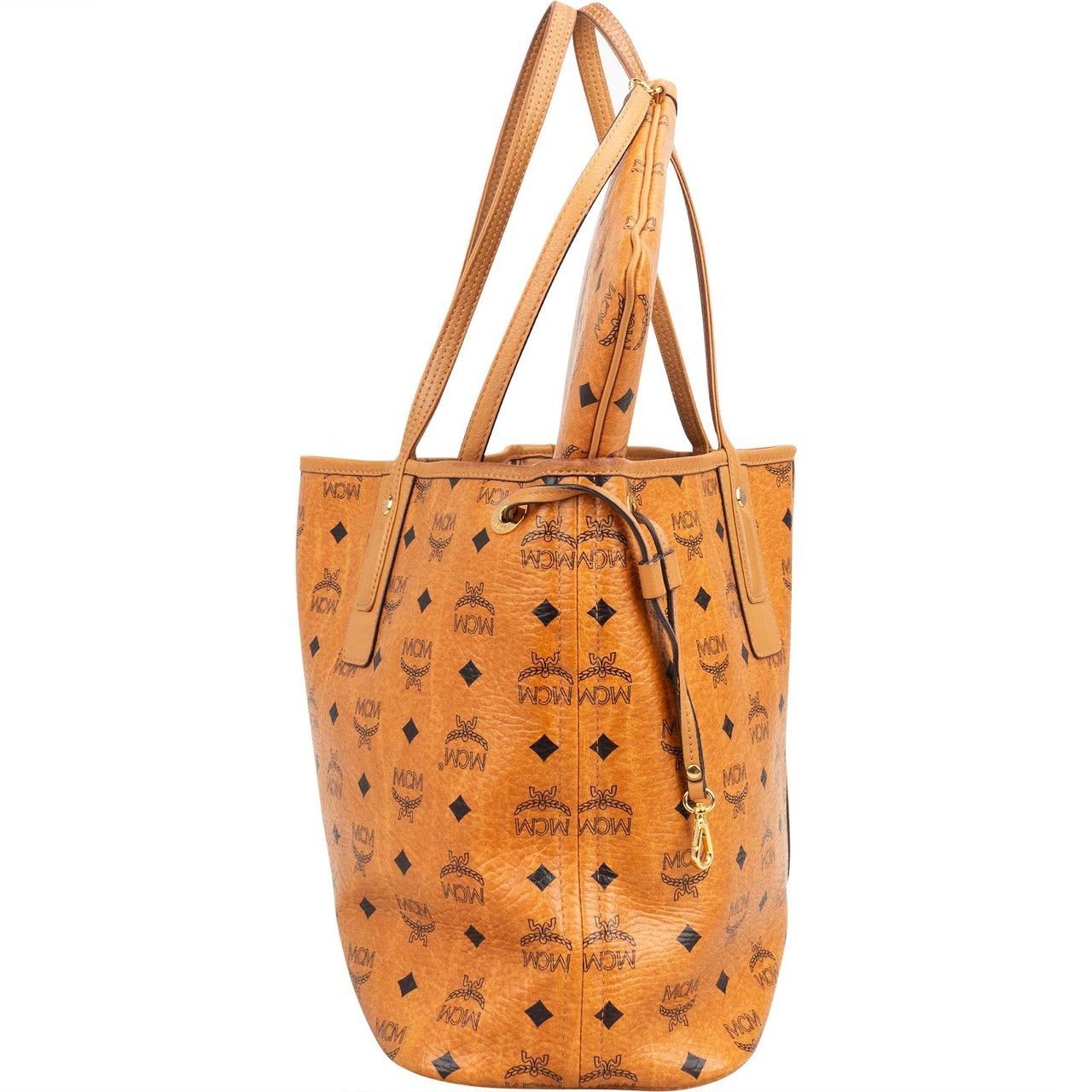 MCM Monogram Visetos Medium Liz Reversible Shopper Shoulder Bag Bruin