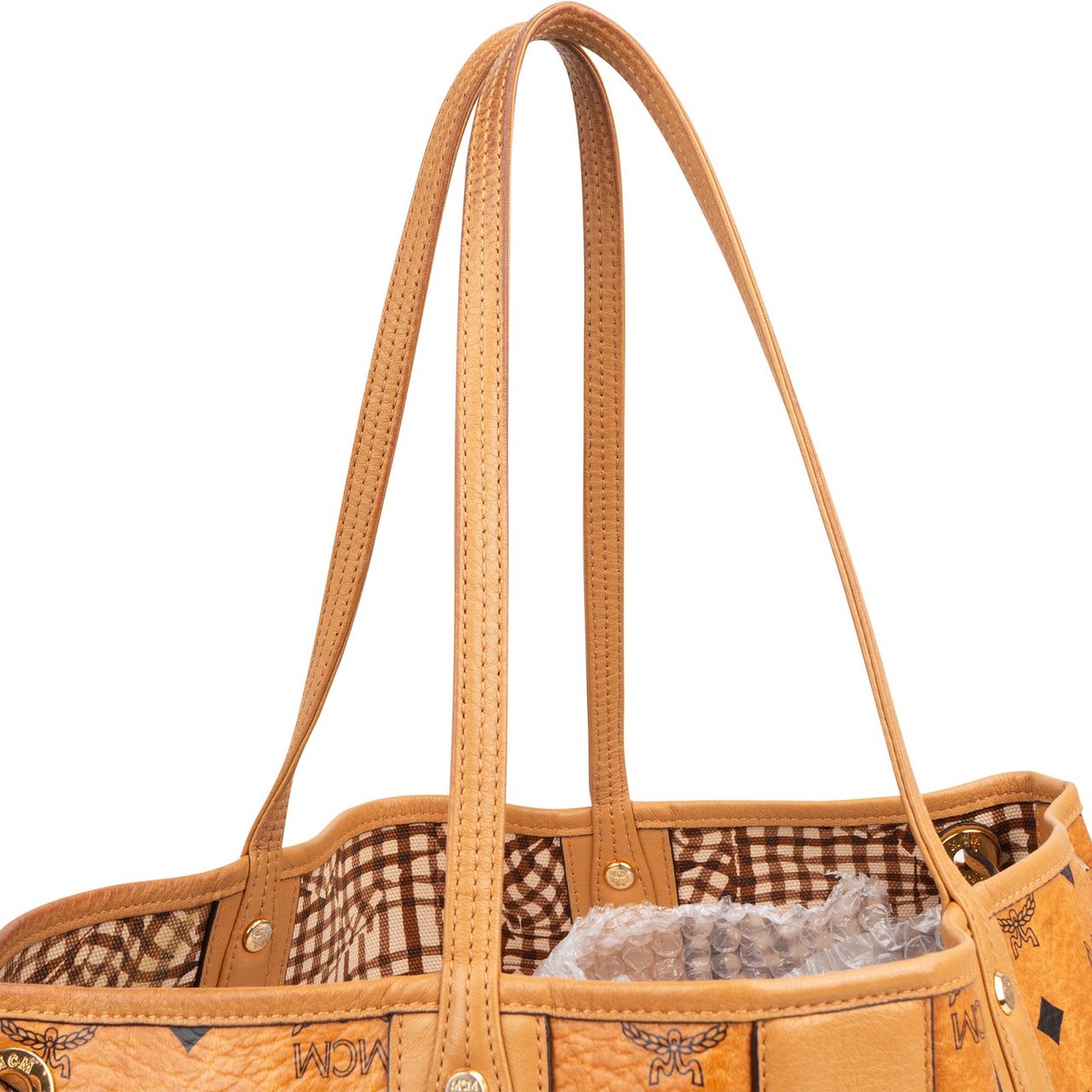 MCM Monogram Visetos Medium Liz Reversible Shopper Shoulder Bag Bruin