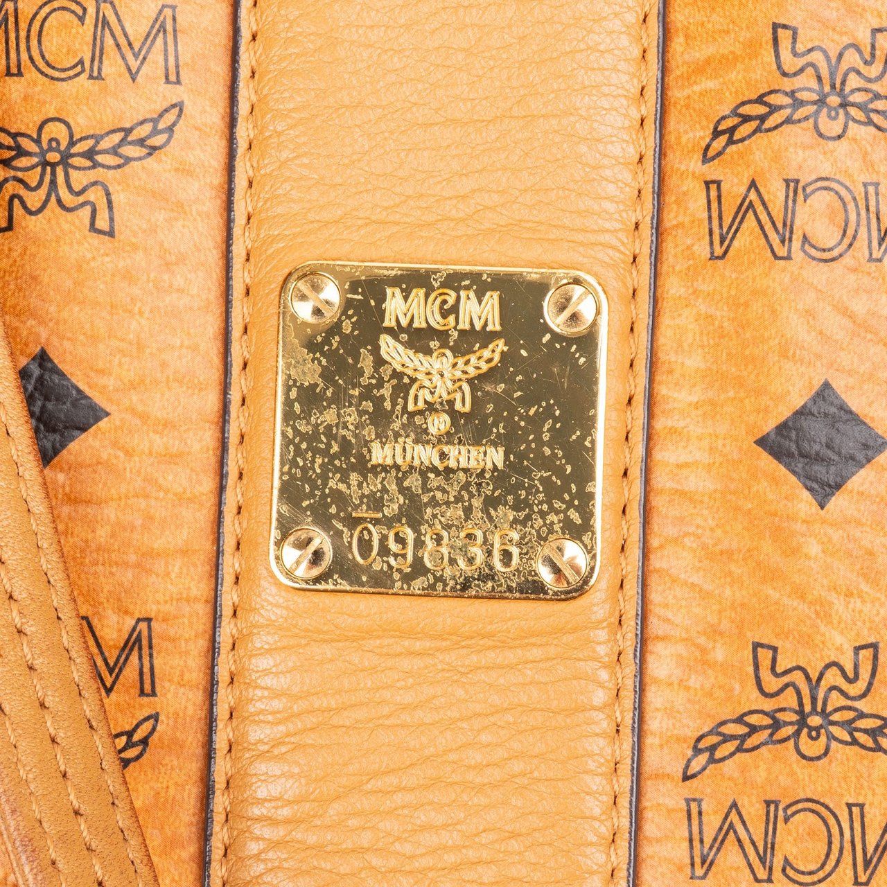 MCM Monogram Visetos Medium Liz Reversible Shopper Shoulder Bag Bruin