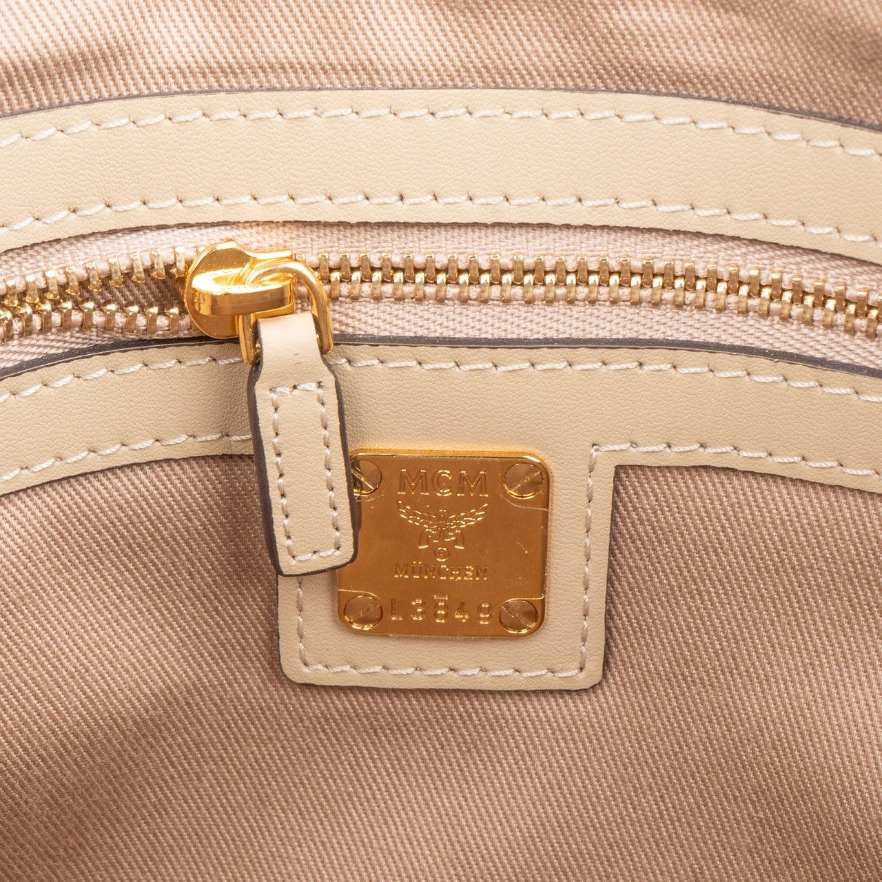 MCM Monogram Visetos Zoo Rabbit Pouch Crossbody Bag Beige