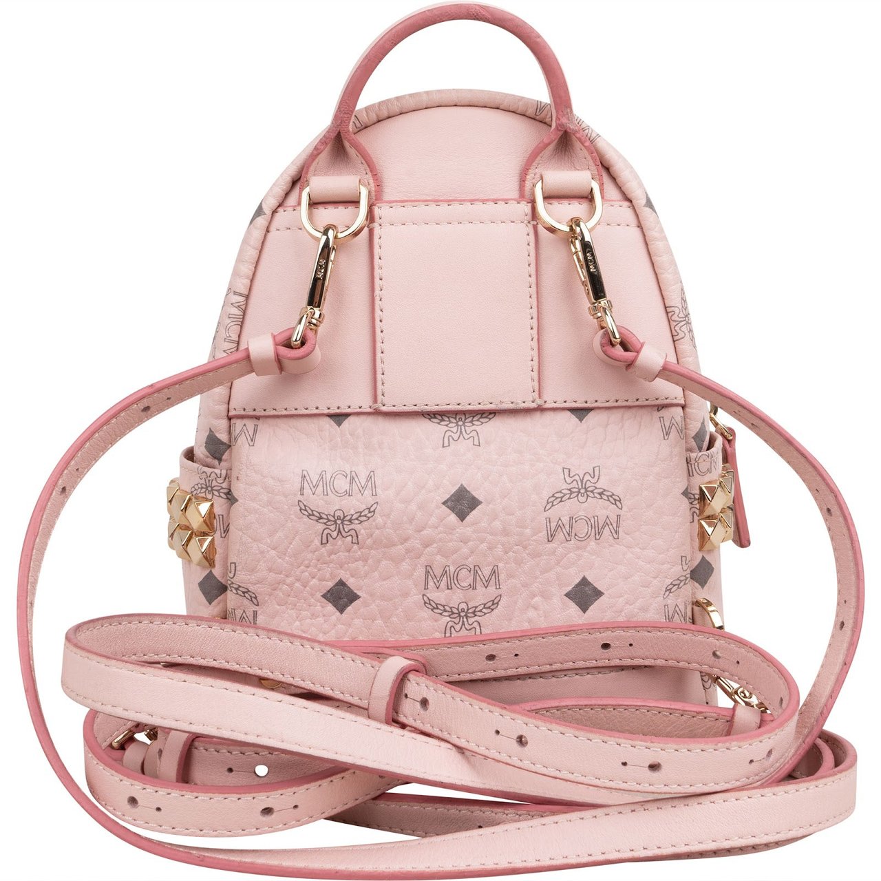 MCM Monogram Visetos Stark Bebe Mini Backpack Roze