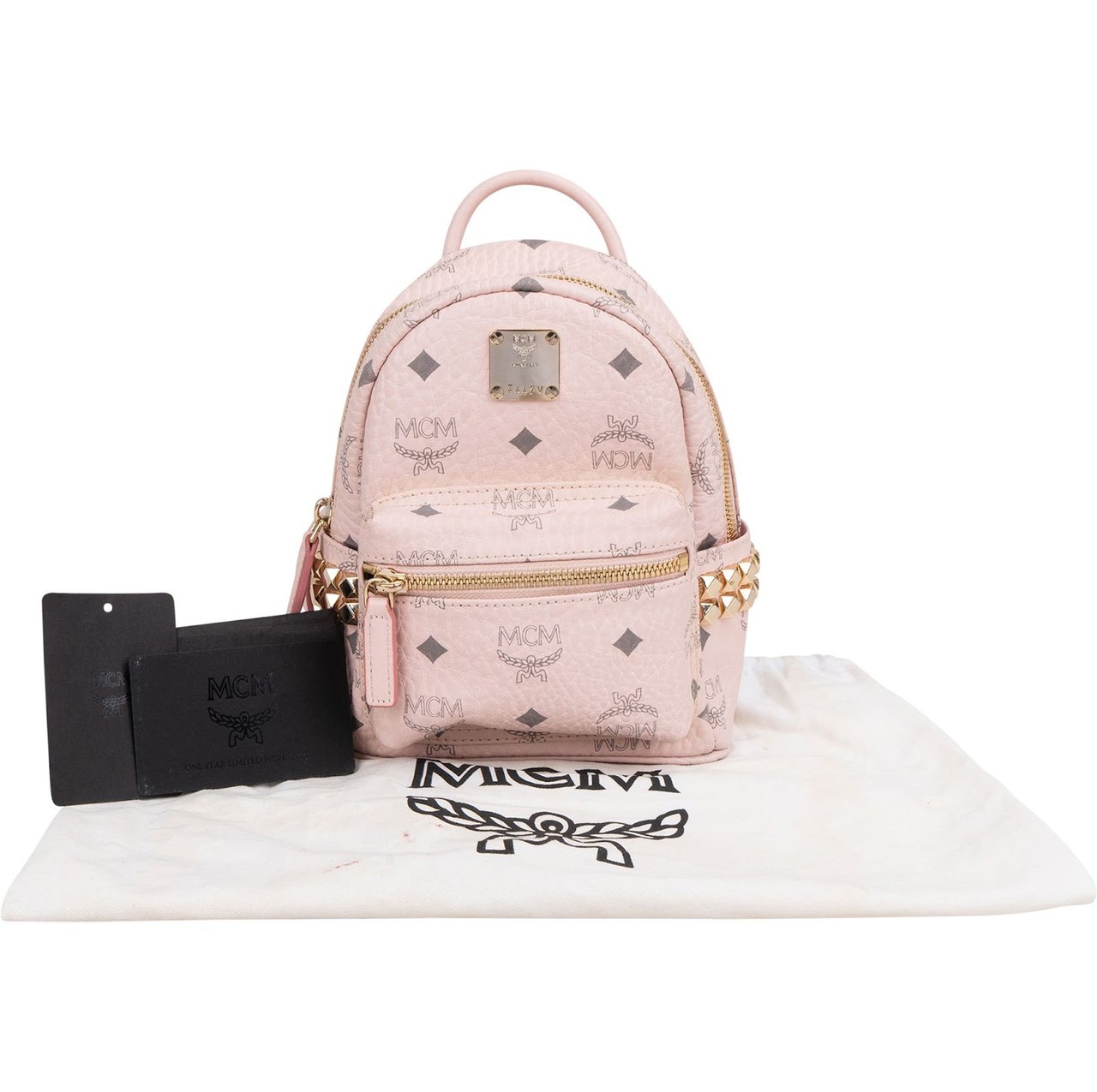 MCM Monogram Visetos Stark Bebe Mini Backpack Roze