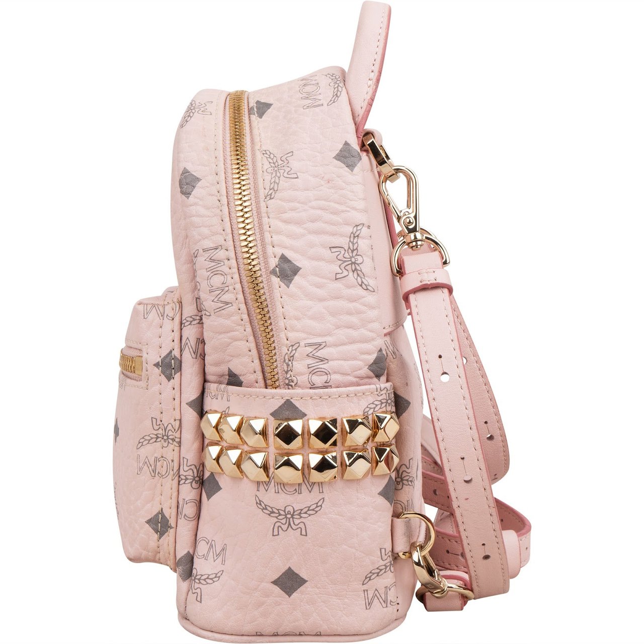 MCM Monogram Visetos Stark Bebe Mini Backpack Roze