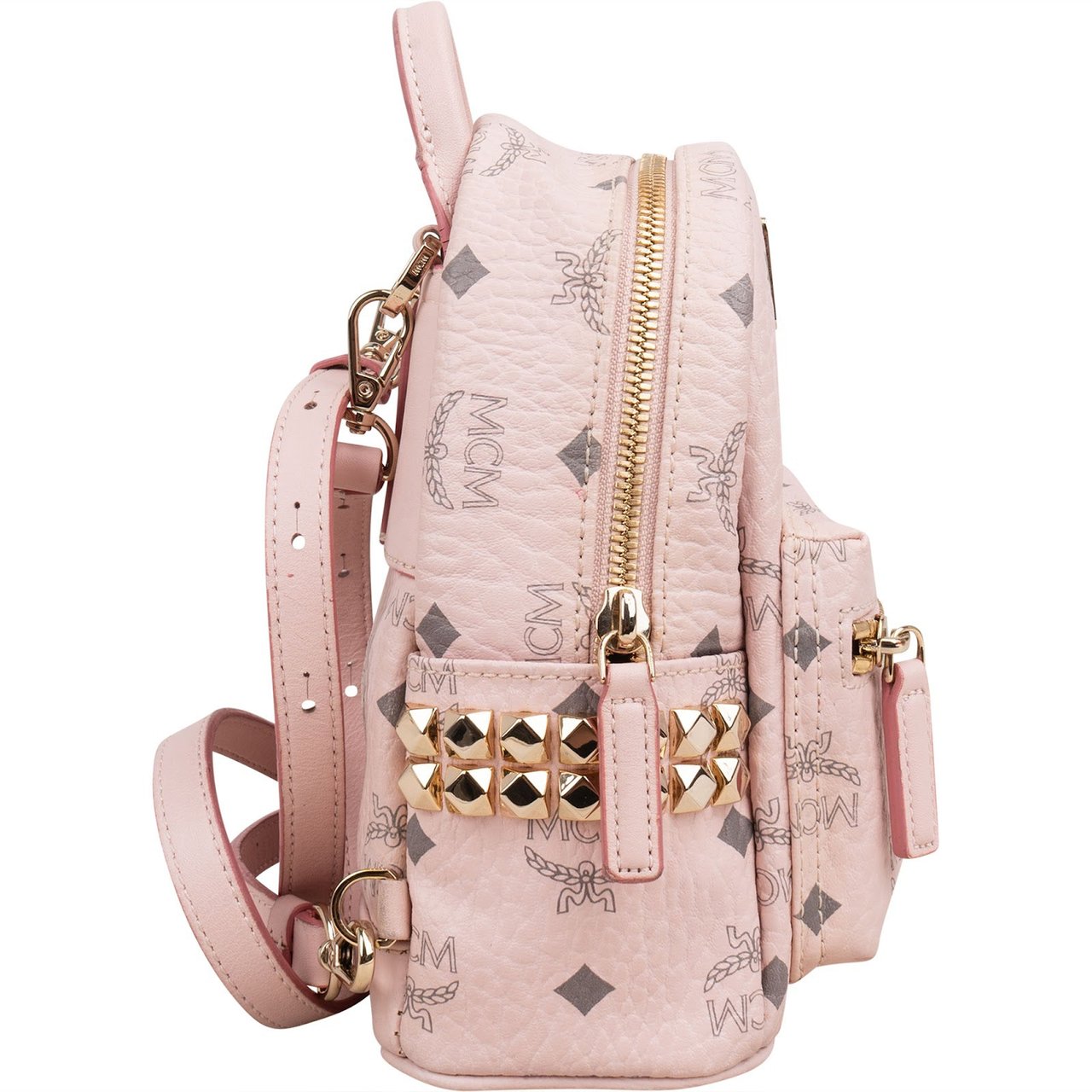 MCM Monogram Visetos Stark Bebe Mini Backpack Roze