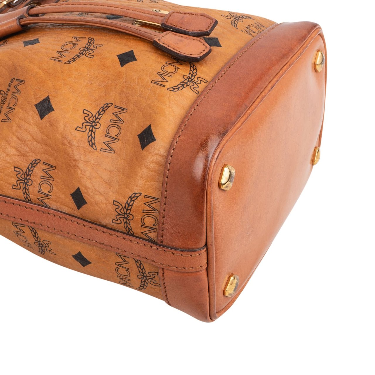 MCM Monogram Visetos Heritage Drawstring Bucket Crossbody Bag Bruin
