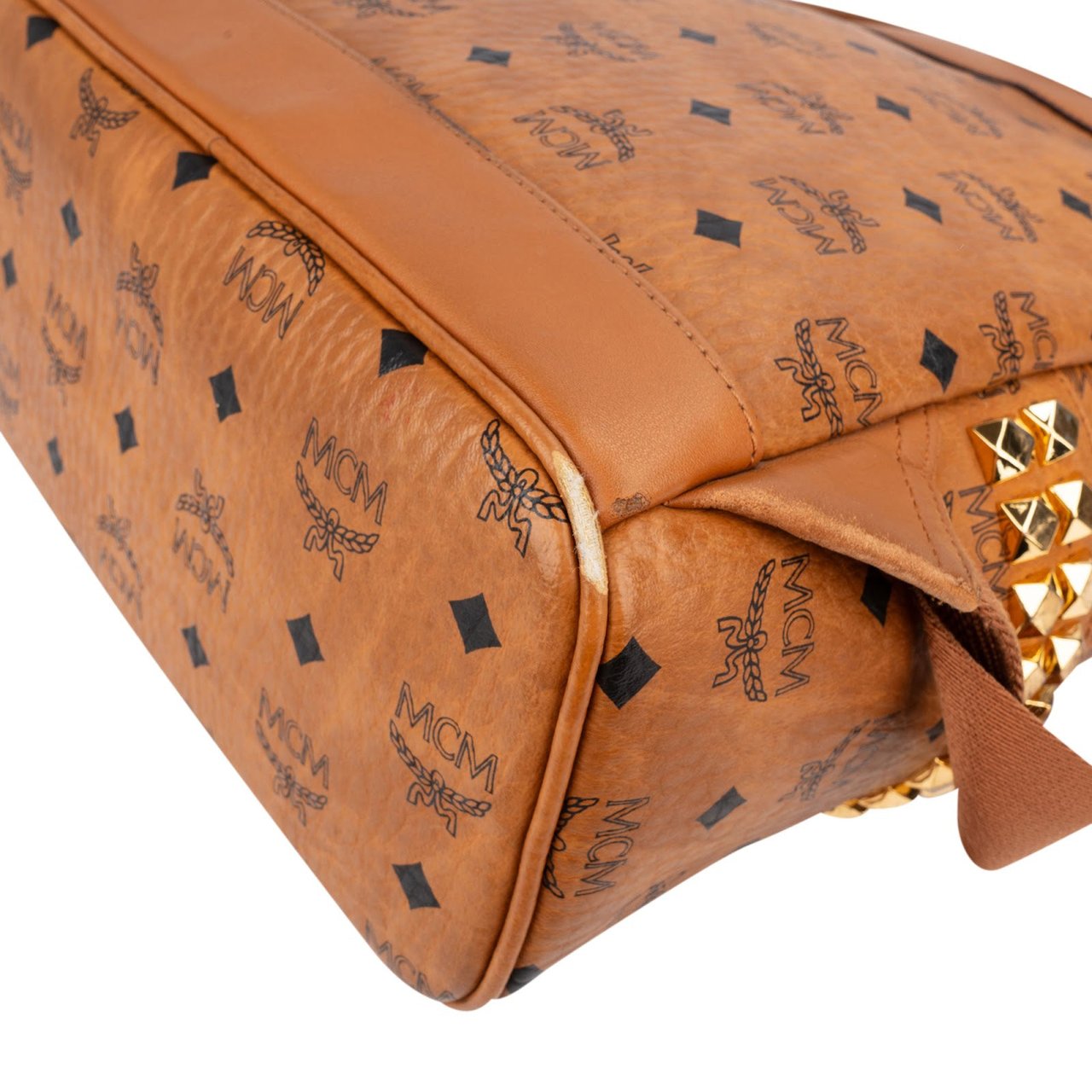 MCM Monogram Visetos Stark Side Studs Small Backpack Bruin
