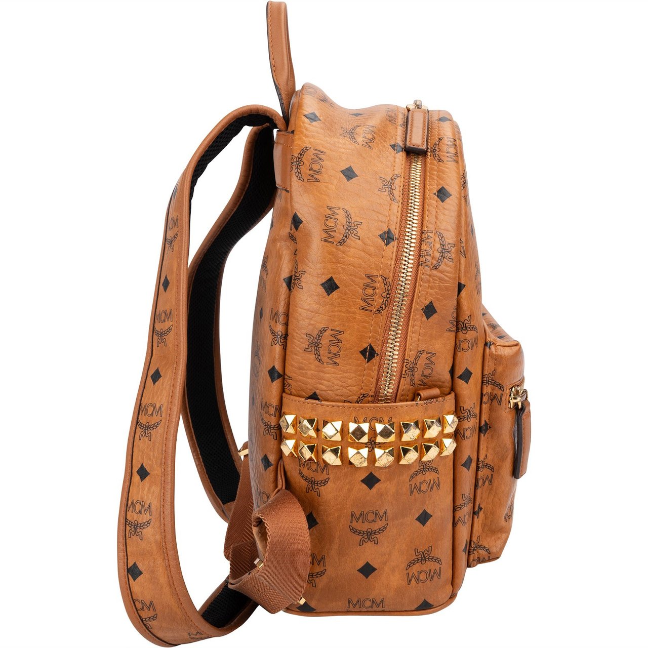 MCM Monogram Visetos Stark Side Studs Small Backpack Bruin