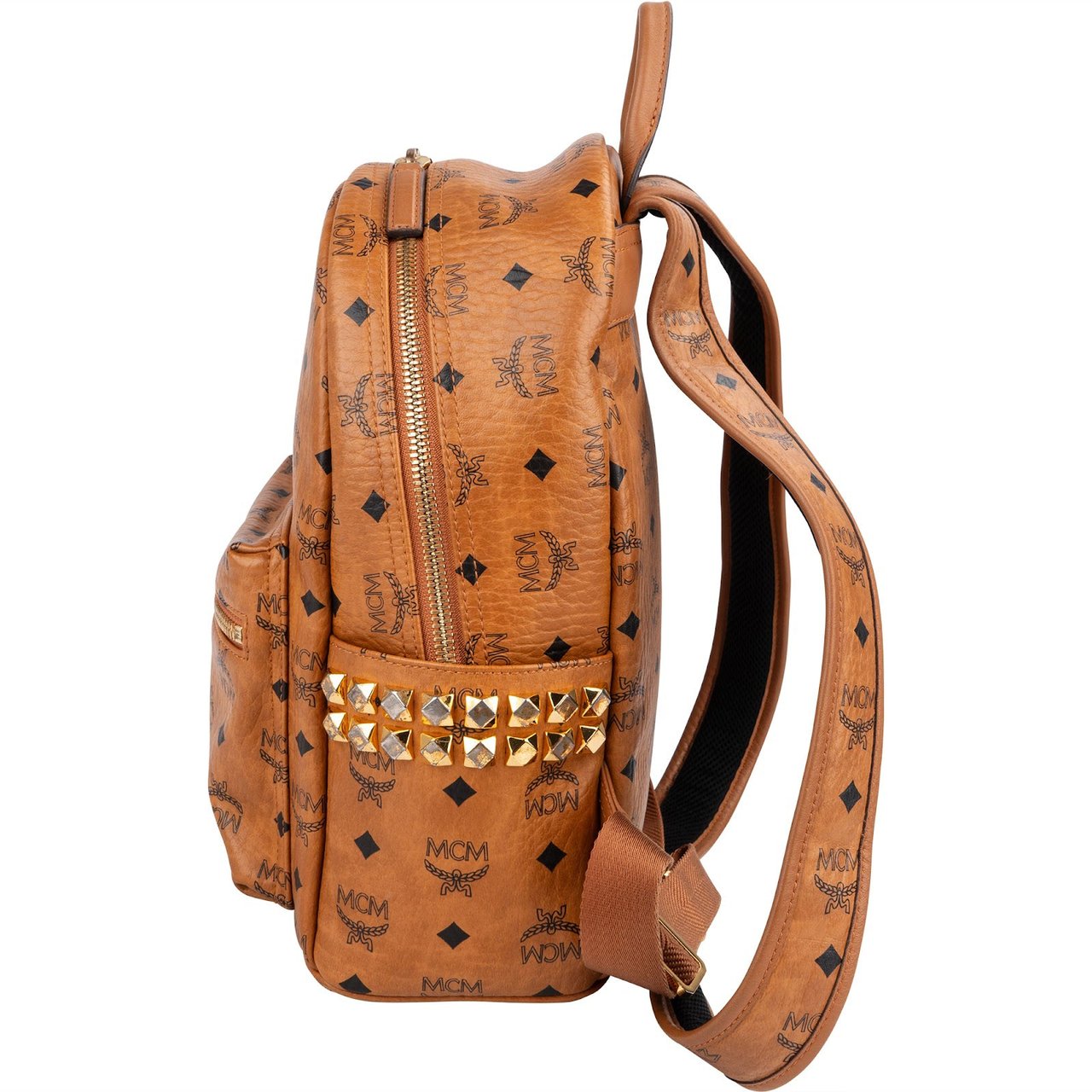 MCM Monogram Visetos Stark Side Studs Small Backpack Bruin