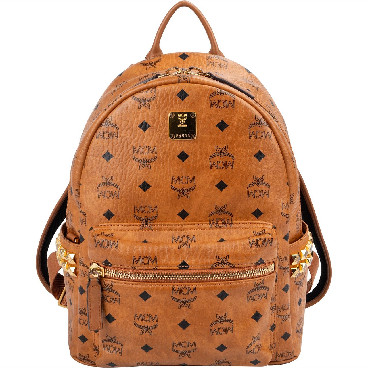 MCM Monogram Visetos Stark Side Studs Small Backpack Bruin