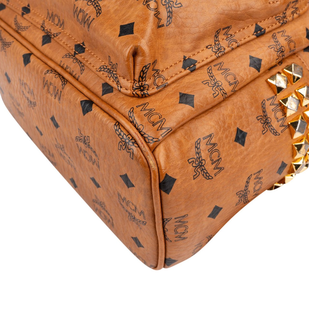 MCM Monogram Visetos Stark Side Studs Small Backpack Bruin