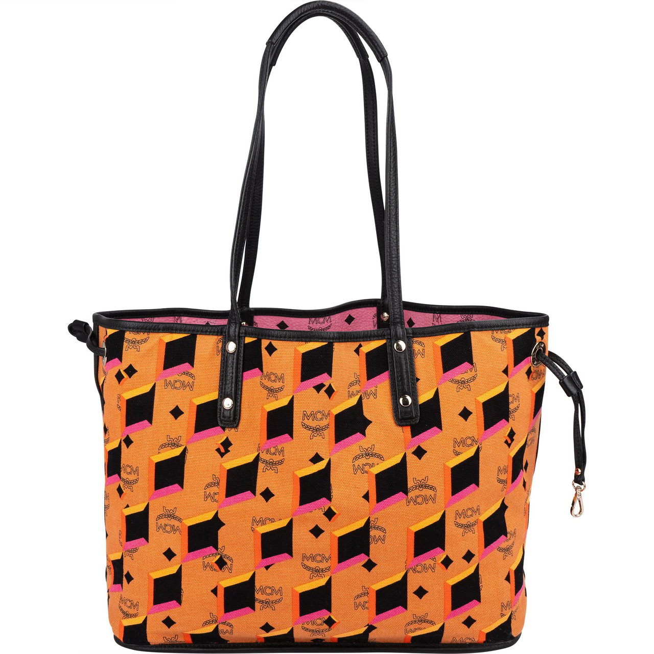 MCM Monogram Visetos Liz Reversible Shopper Tote Shoulder Bag Rood