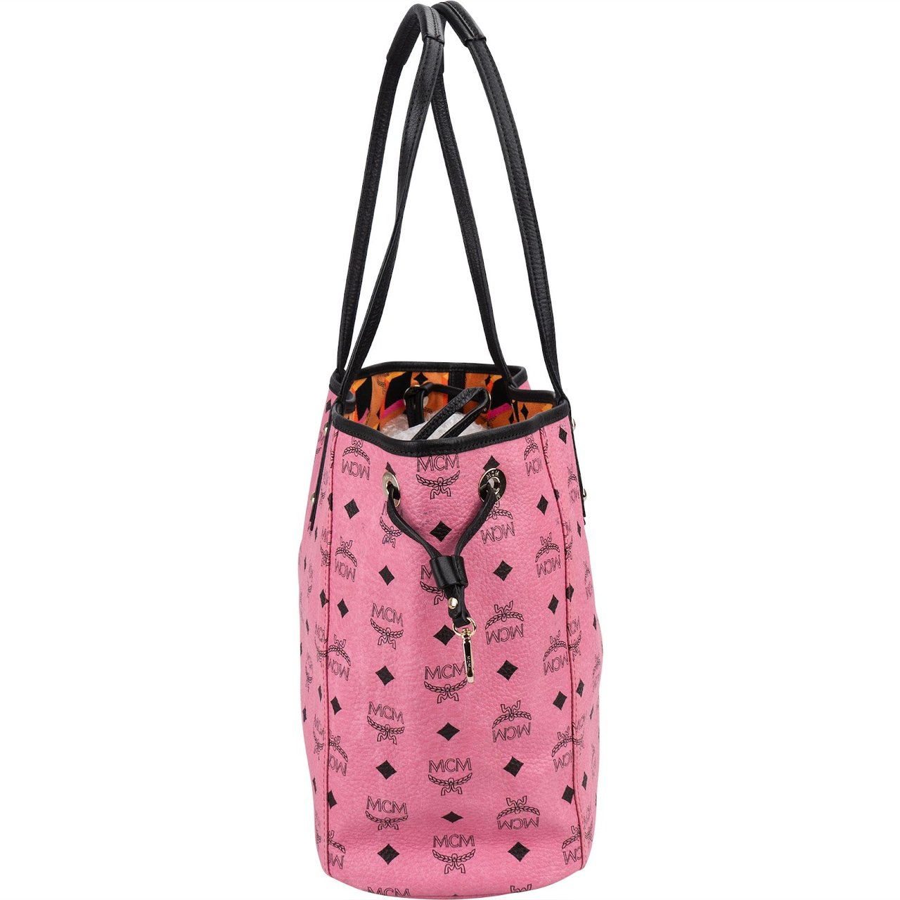 MCM Monogram Visetos Liz Reversible Shopper Tote Shoulder Bag Rood