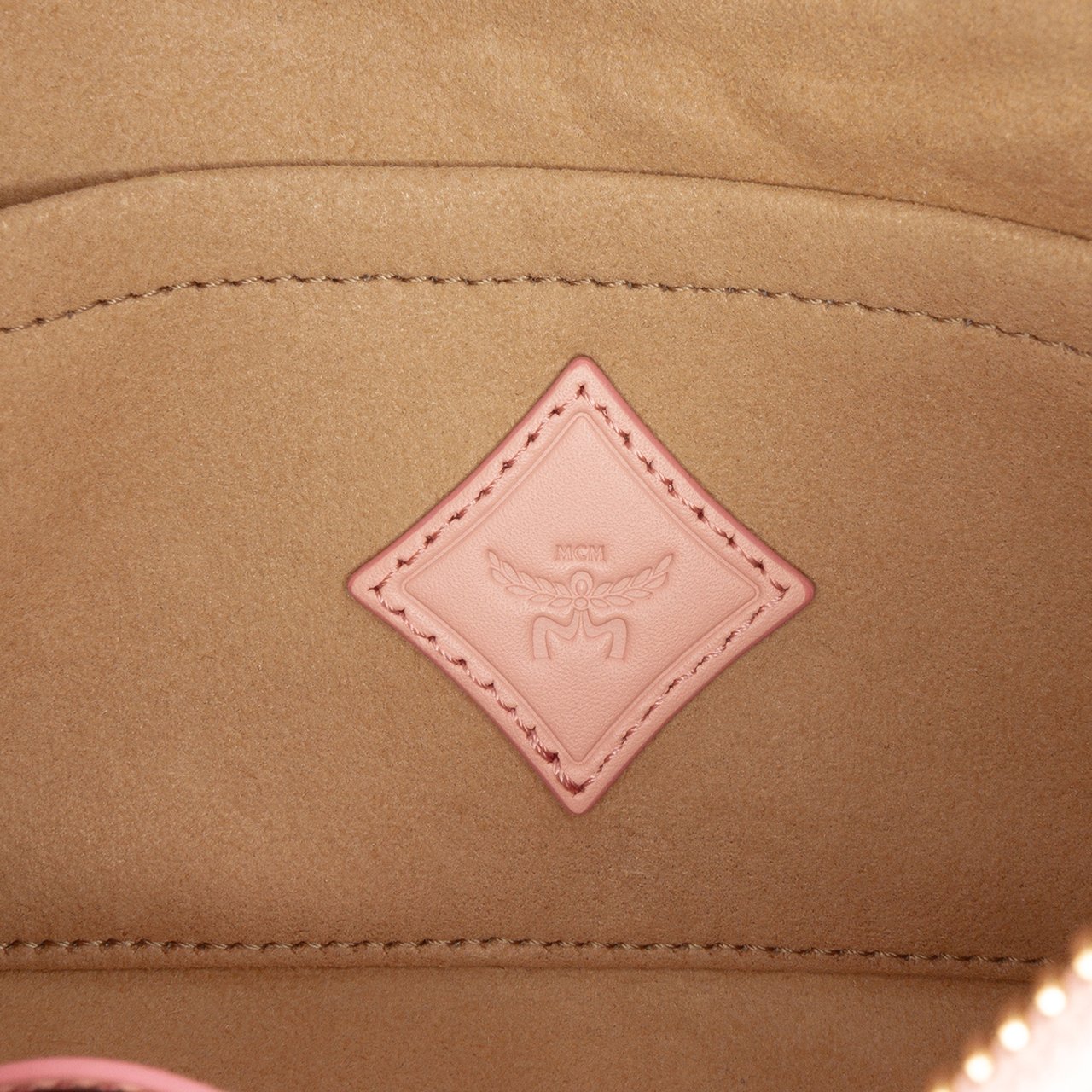 MCM Small Lauretos Coated Canvas Himmel Ascending Moon Hobo Roze