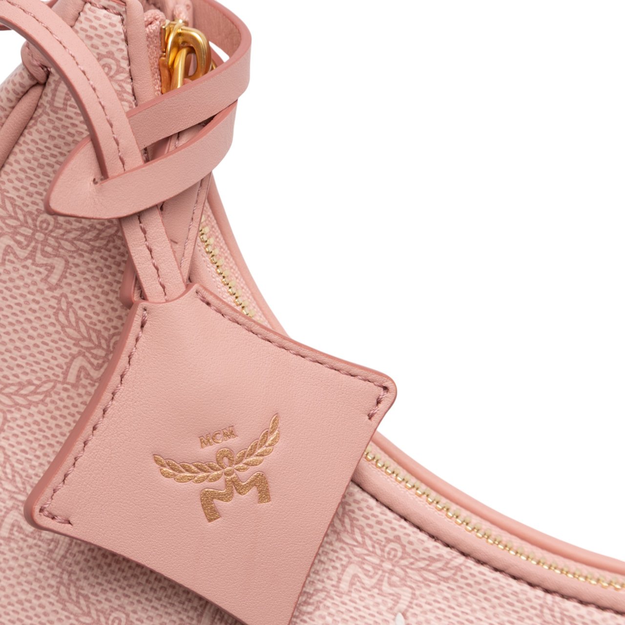 MCM Small Lauretos Coated Canvas Himmel Ascending Moon Hobo Roze