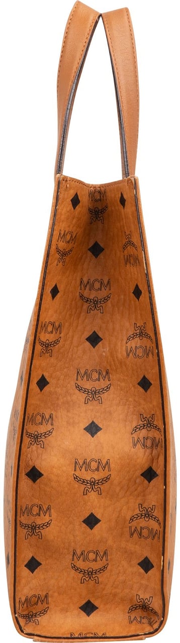 MCM Monogram Visetos Aren Paperbag Tote Handbag Bruin